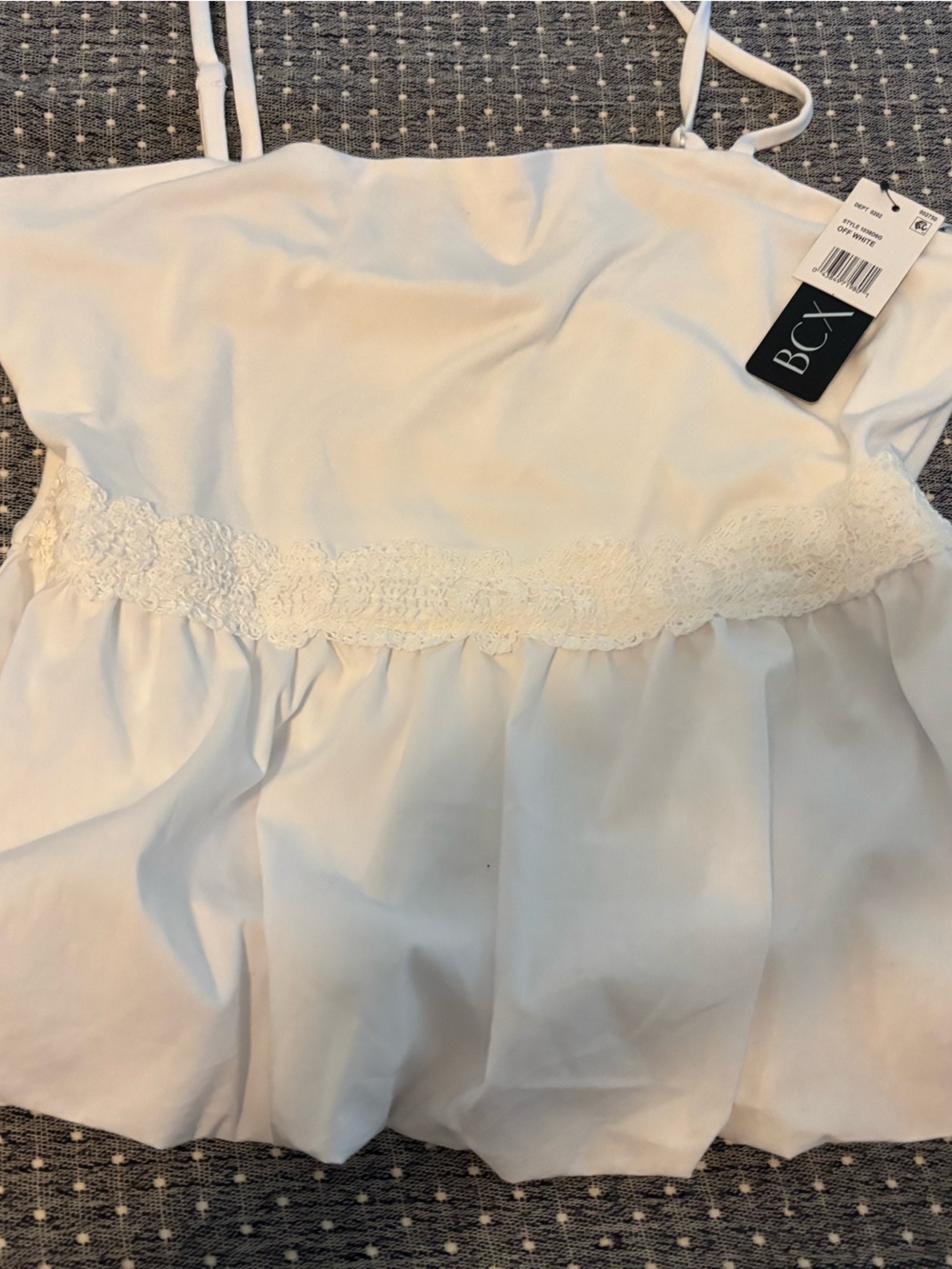 BCX White Strapless Lace-Trim Bandeau Top